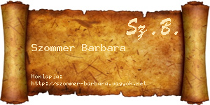 Szommer Barbara névjegykártya